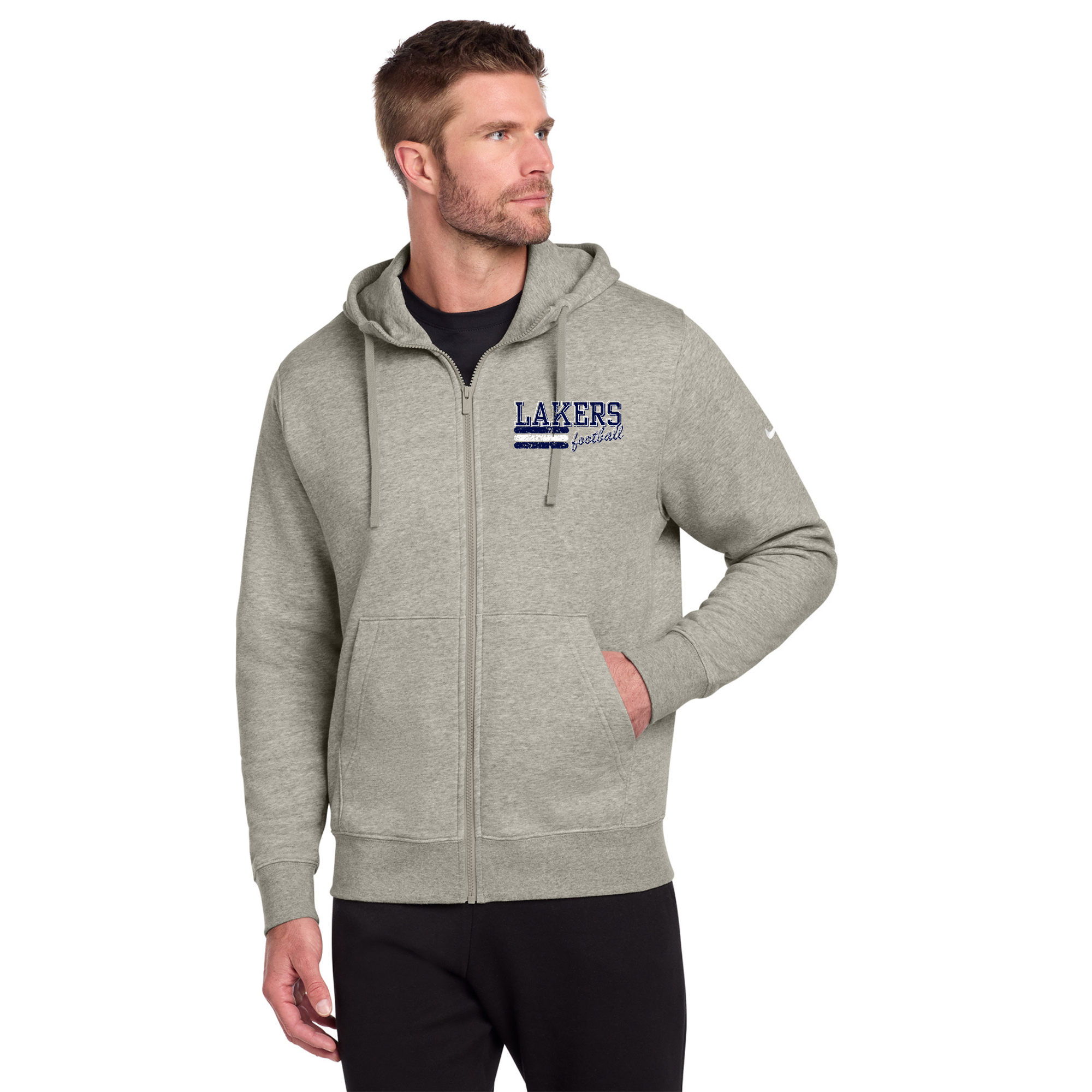 Mens Nike Club Fleece Sleeve Swoosh Full-Zip Hoodie NKDR1513  LOGO 1